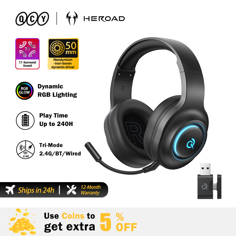 Gaming Headset Rgb - Fone QCY de ouvido gamer Heroad