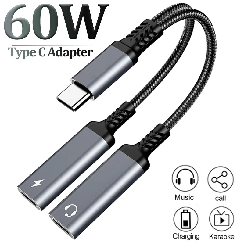 Earphone Splitter Jack - Otg 2 em 1 usb c