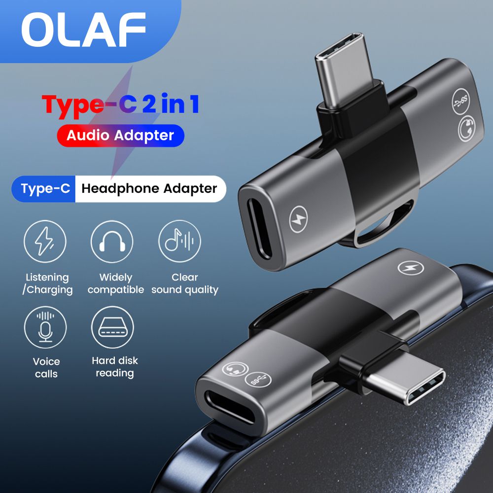 Earphone Splitter Jack - 2 em 1 tipo c adaptador