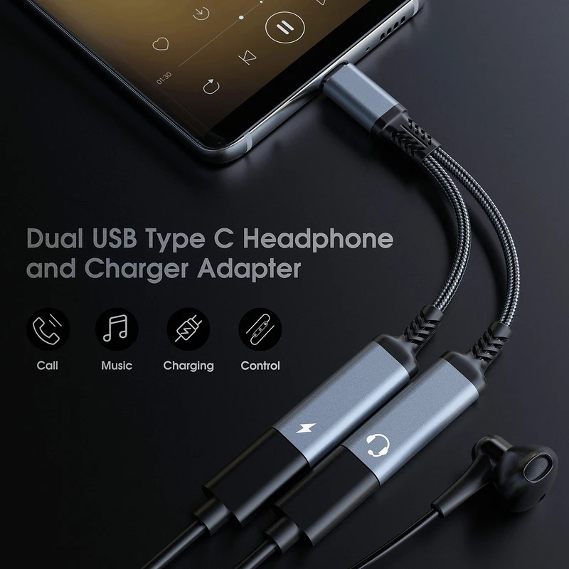 Otg 2 em 1 usb c divisor para  - Earphone Splitter Jack avaliação e preço