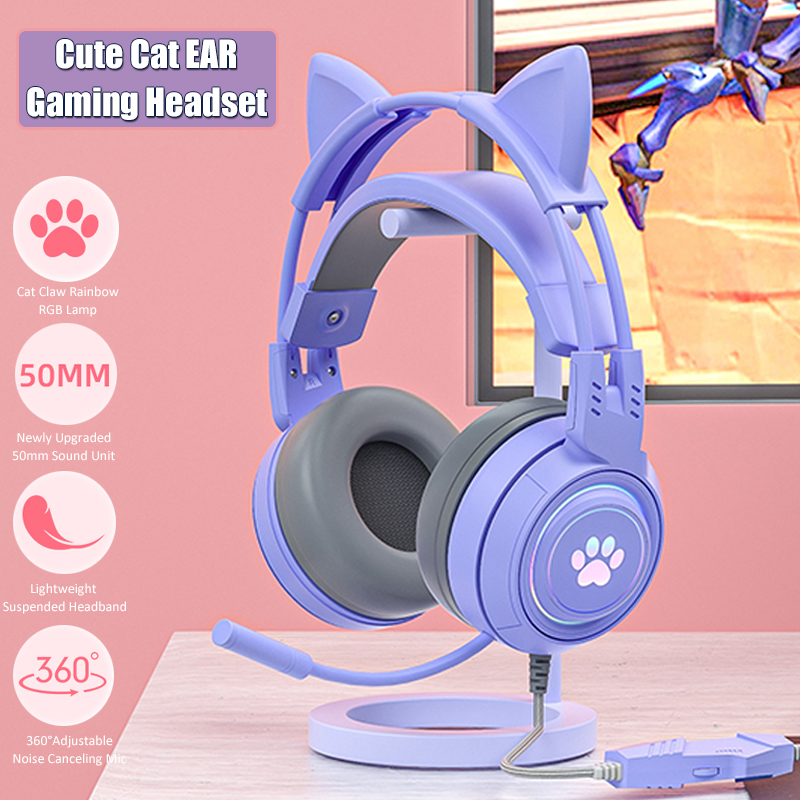 Cute Cat Ear Gaming Headphones - Gaming Headset Rgb avaliação e preço