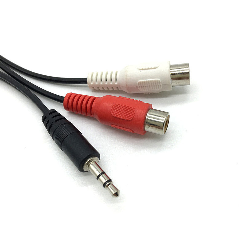 3.5 jack macho para 2rca 2av f - Earphone Splitter Jack avaliação e preço